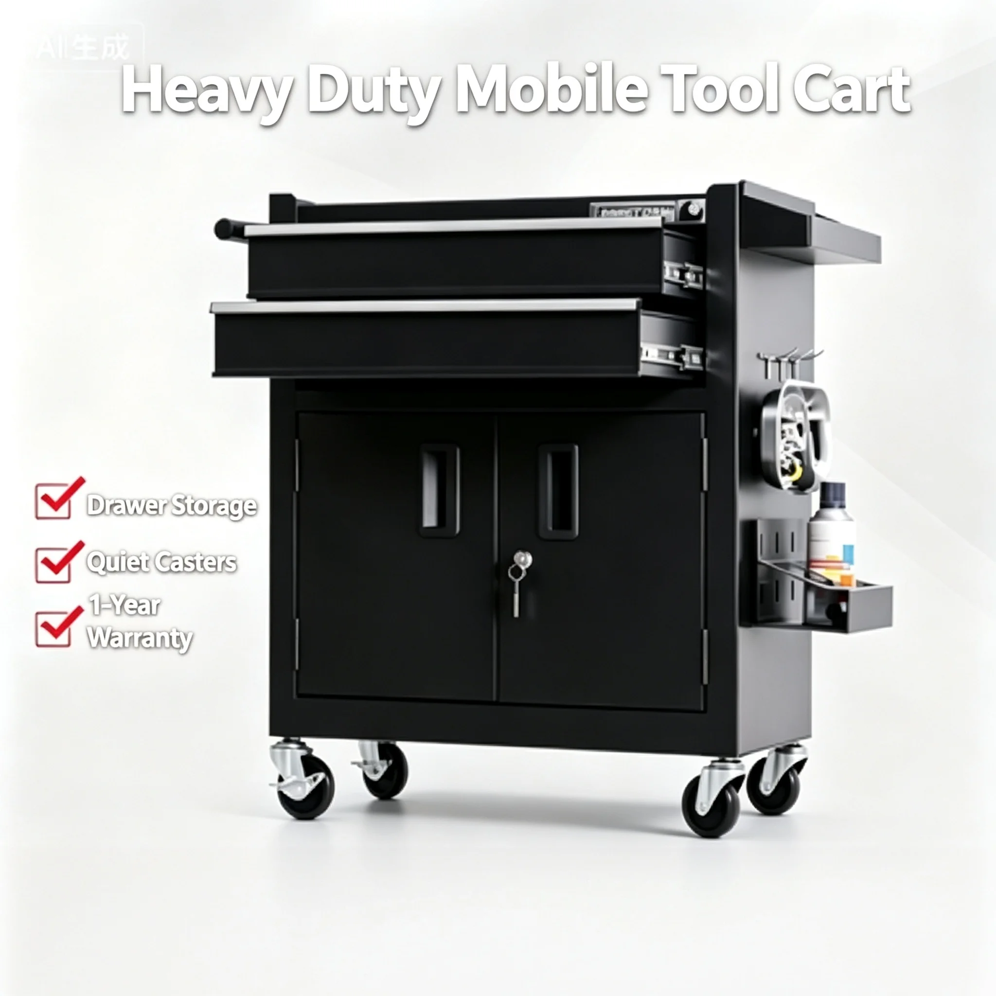 Multifunctional Mobile Rolling Tool Cart With Drawer, Metal Storage Cabinet for Auto Repair Hardware & Tattoo Workstation