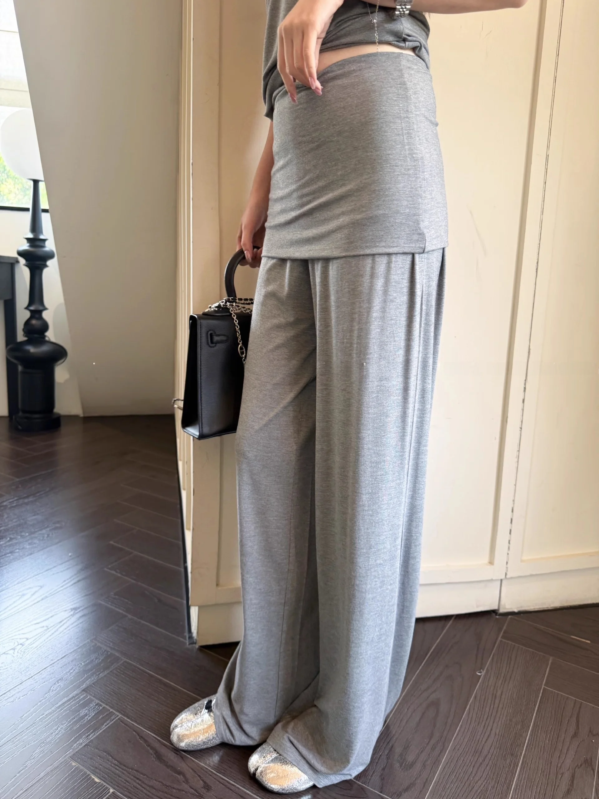 

High Waist Wide Leg Casual Pants Women's Yoga Spor Loose Fit Straight Leg Pants Versatile Long Trousers Ele Sle