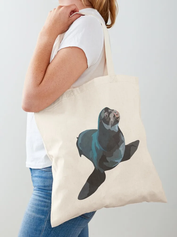 

C is for California Sealion Tote Bag canvas tote Big bag women Reusable bags shopping bag