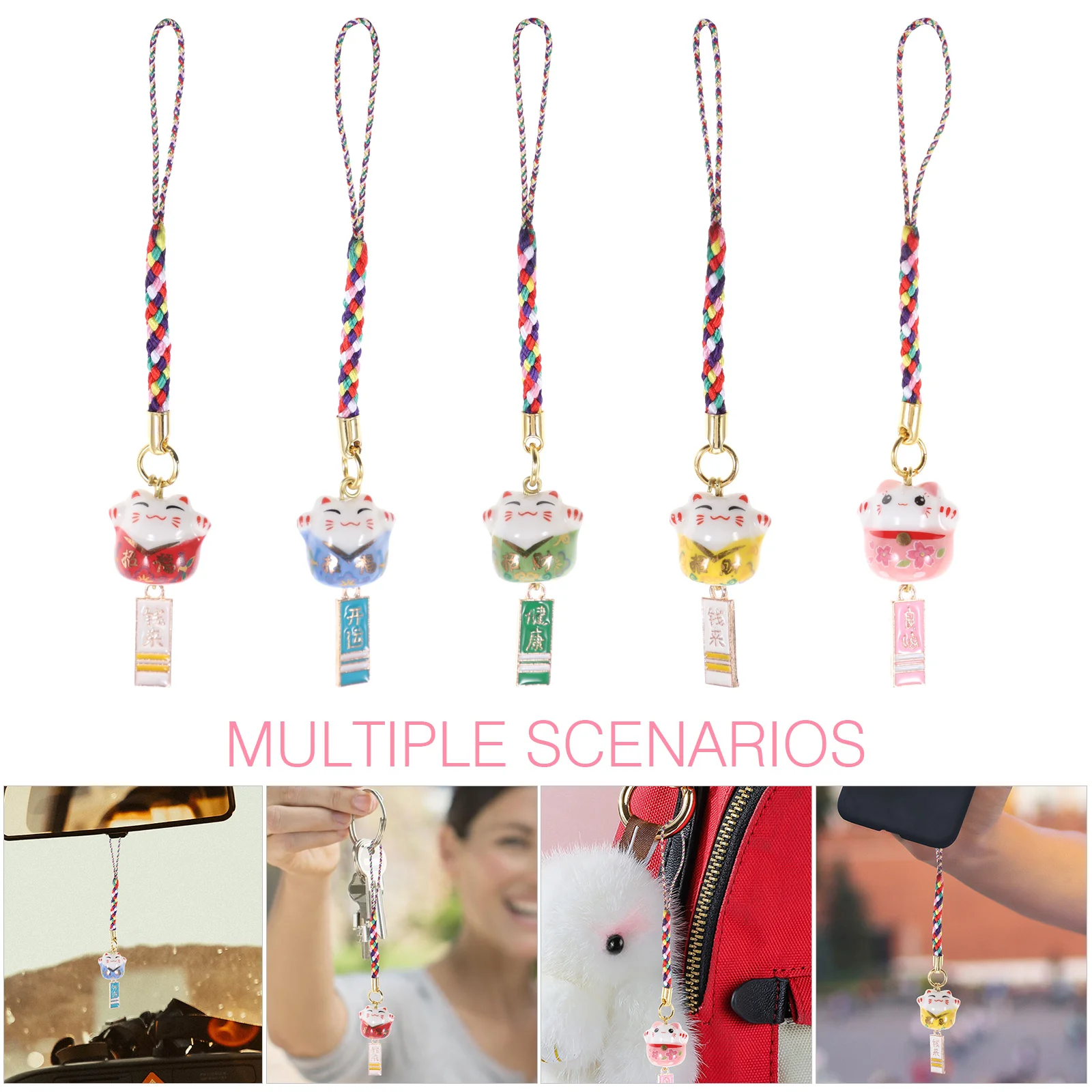 5 Pcs Ceramic Charm Pendant Accessories Cute Smiling Handmade Smooth Keychains Phone Case Backpack nament