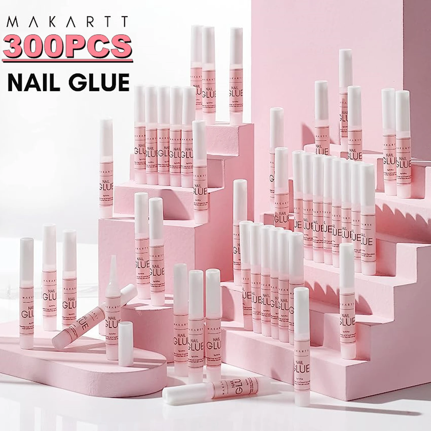 300Pcs Nail Glues  Super Adhesives Makartt Fast Drying Quick Bonding 2g/pcs False Nail Glue for DIY Nails and Nail Salon