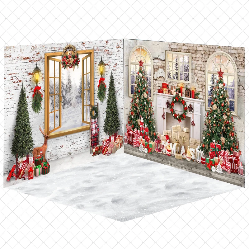 Christmas Room Backdrop Photography Xmas Tree Home Bear Gifts Decoration Photo Background For Shooting Children Studio Photozone