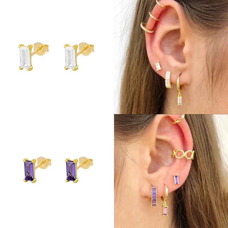 MC 925 Silver Hoop Earrings For Women Round Earing Minimalist Colorful Zircon Earring Jewelry Pendientes Gift 2022 Trend Trinket