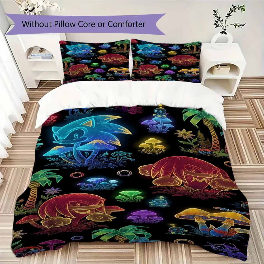 Beautiful Sonic Pillowcase & Duvet Cover Set Anime Bedding for Bedroom Decor The Best Gift for Hedgehog Fans.-Xin