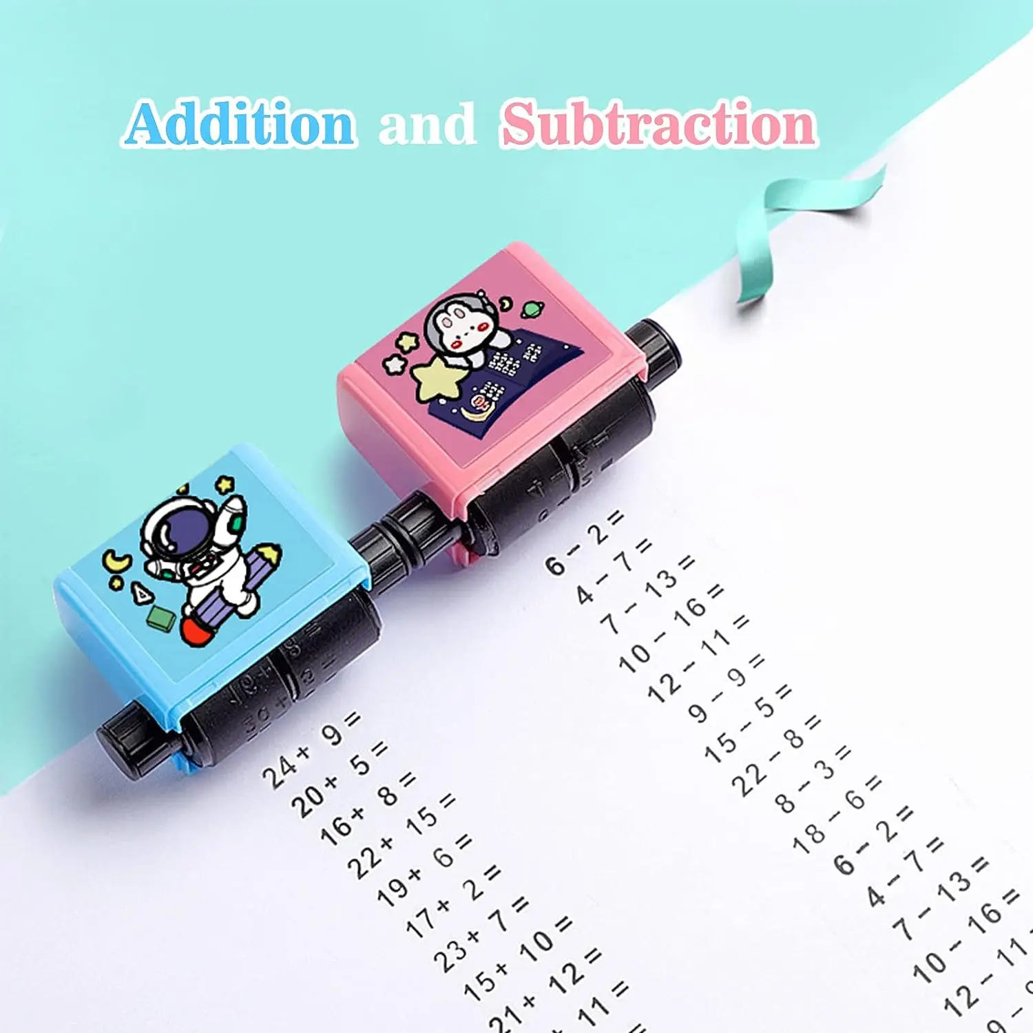 Smart Math Roller Stamps for Kids Addition Subtraction Teaching Practice Tools Within 100 Learning Toy for Home Teacher Supplies