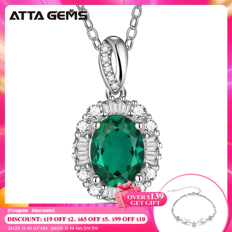 

1.0 Carat Emerald Pendant Necklace for Women 925 Sterling Silver Jewelry Green Gemstone Necklace Anniversary Party Jewelry Gifts