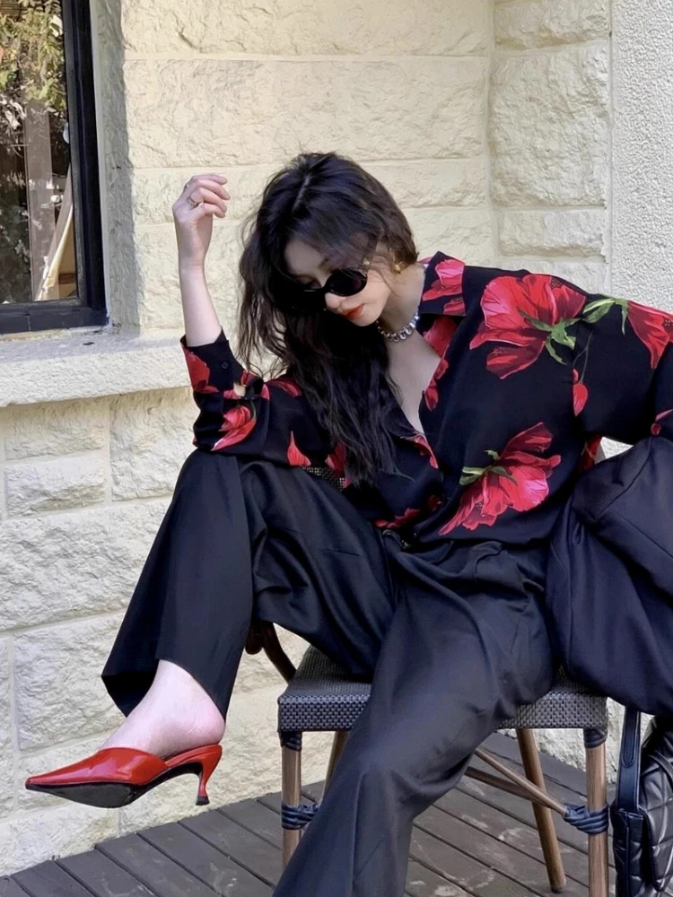 Camicie e camicette con bottoni per donna Stile coreano Bellissimo in promozioni Novità 2025 Abiti popolari Cool New Flower Woman Top