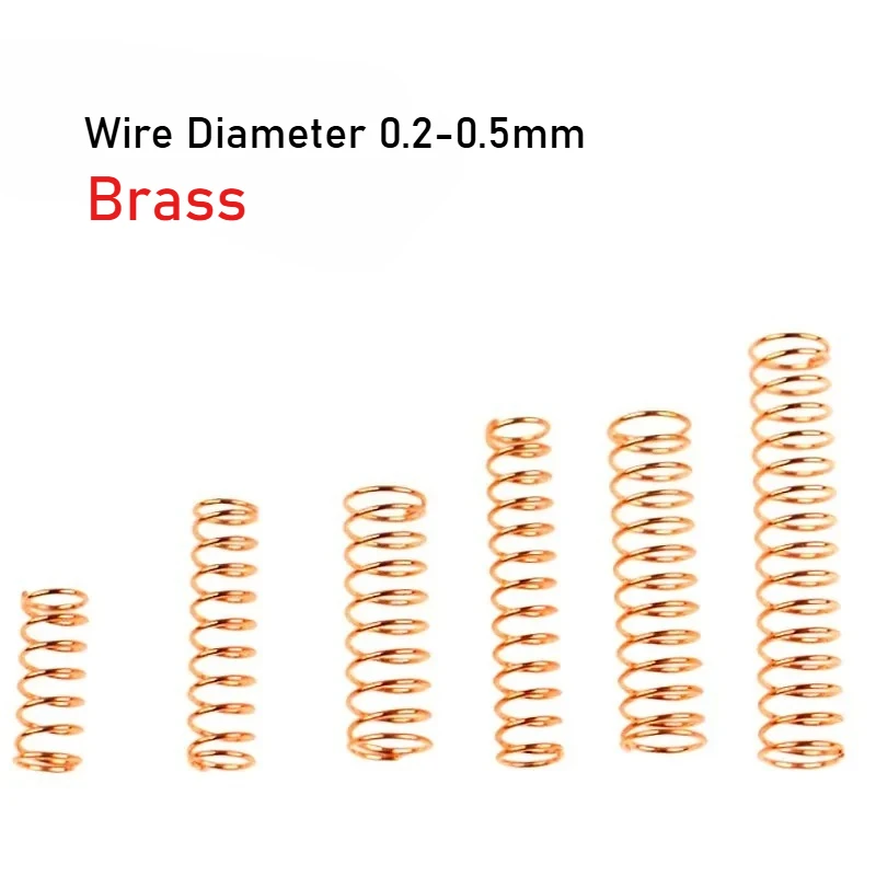 10pcs Wire Diameter 0.2-0.5mm Brass Small Spring Copper Wire Conductive Phosphorus Wire Compression Springs Flashlight
