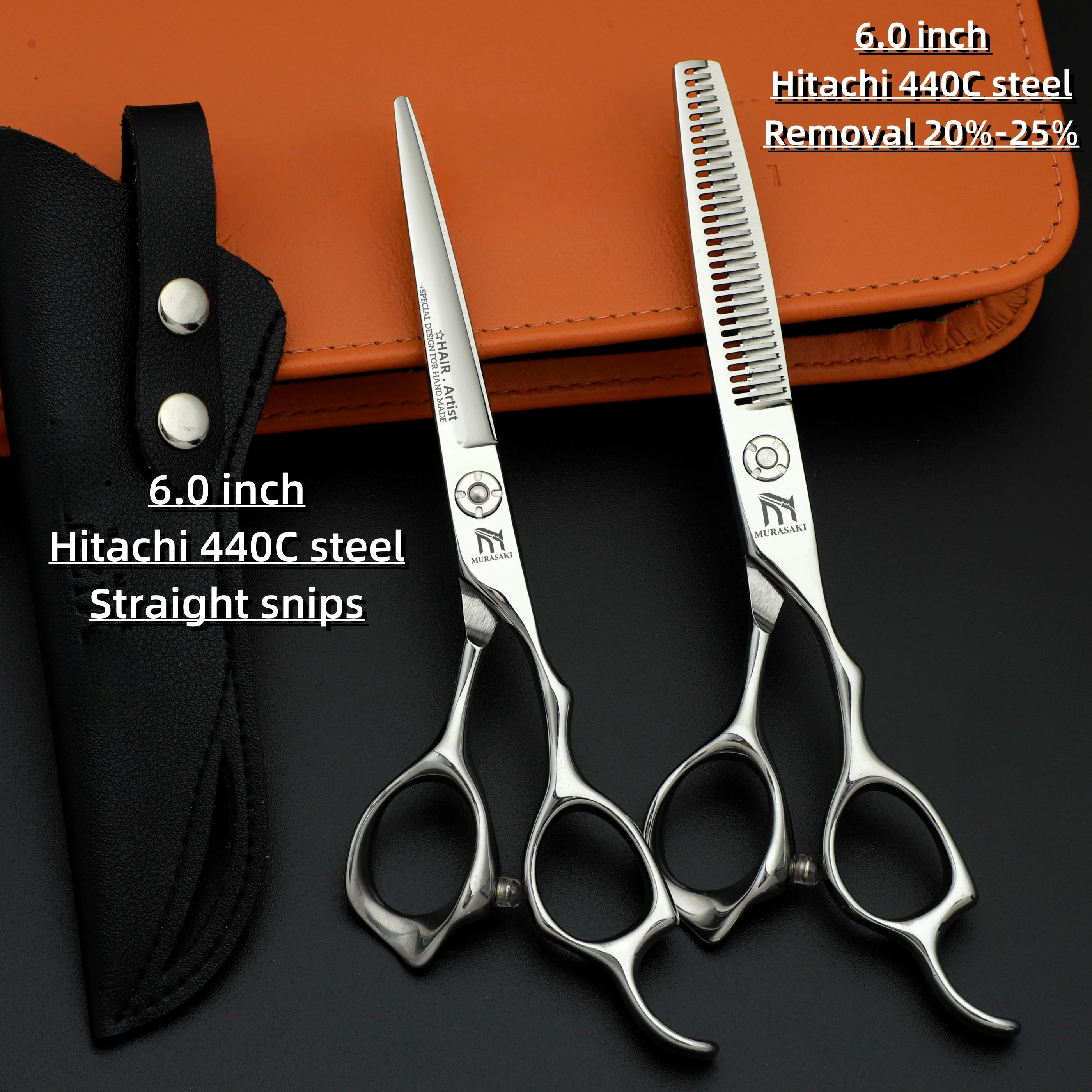 MURASAKI Professionelle Friseurschere, 6,0 Zoll Haarschneideschere, Hitachi 440C Stahl, Hochwertiges Friseurzubehör – Detail 12