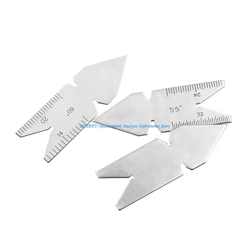 

367D 3 Pcs Screw Thread Gauges Stainless Steel Centre Gage 55°& 60° Screw Thread Measuring Tool Metric & America Standard