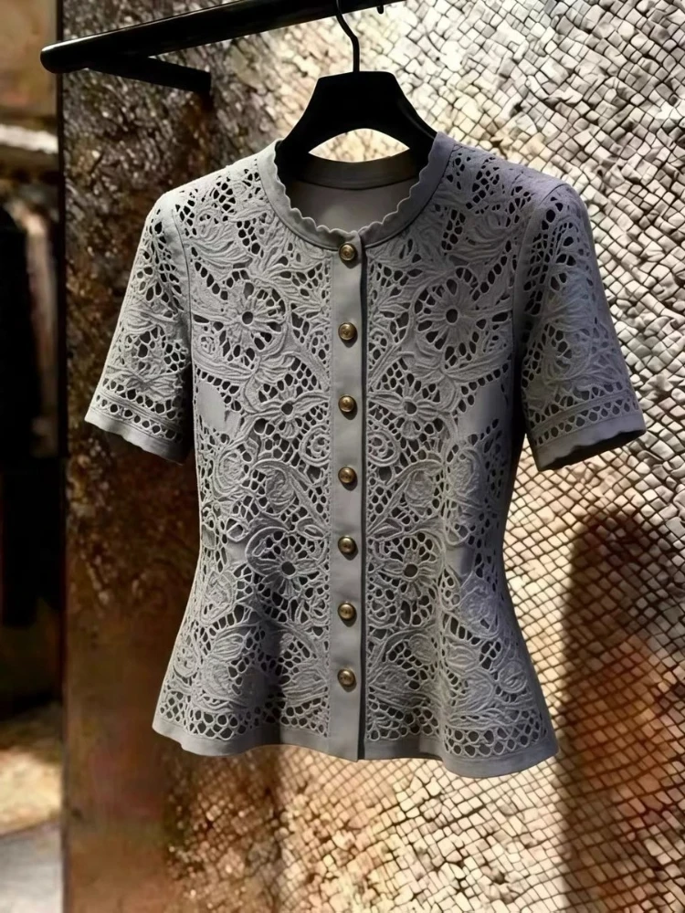 Elegant Top Navy Sleeveless Button Drawstring Hem Women Unique Chic Modern Summer New 2026 Boutique Casual Premium Blouse