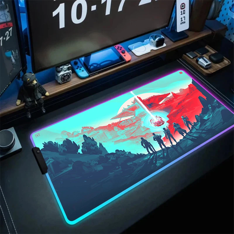 RGB Mouse Pad Valorant Luminous Mousepad Thick XXL 800x300 HD Customized Desk Mat Big PC Computer Backlit Gaming Mausepads LED