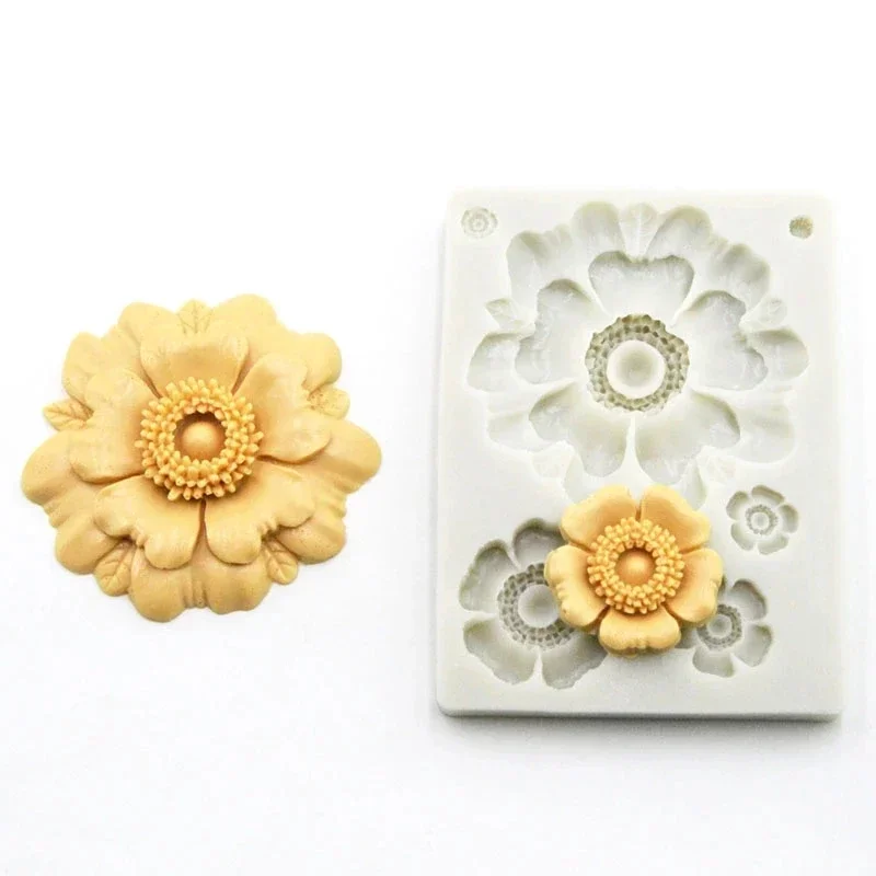 Silicone 3D Daisy Wild Chrysanthemum Flower Shape Mold Baking Mold Chocolate Baking Fondant Cake Accessories Tools Resin Mould