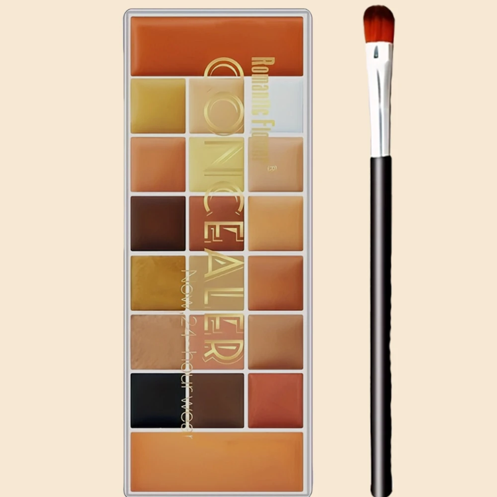 لوحة كونسيلر مكونة من 20 لونًا مع فرشاة صغيرة لكريم الأساس بلون الأرض وتغطية كاملة وصينية مكياج مقاومة للماء #6