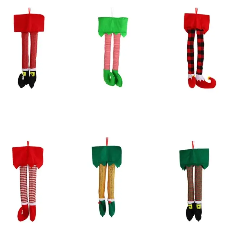 

39BB Whimsical Nonwoven Fabric Elf Legs Hanging Props For Holiday Parties Office Decors Christmas Tree Embellishment
