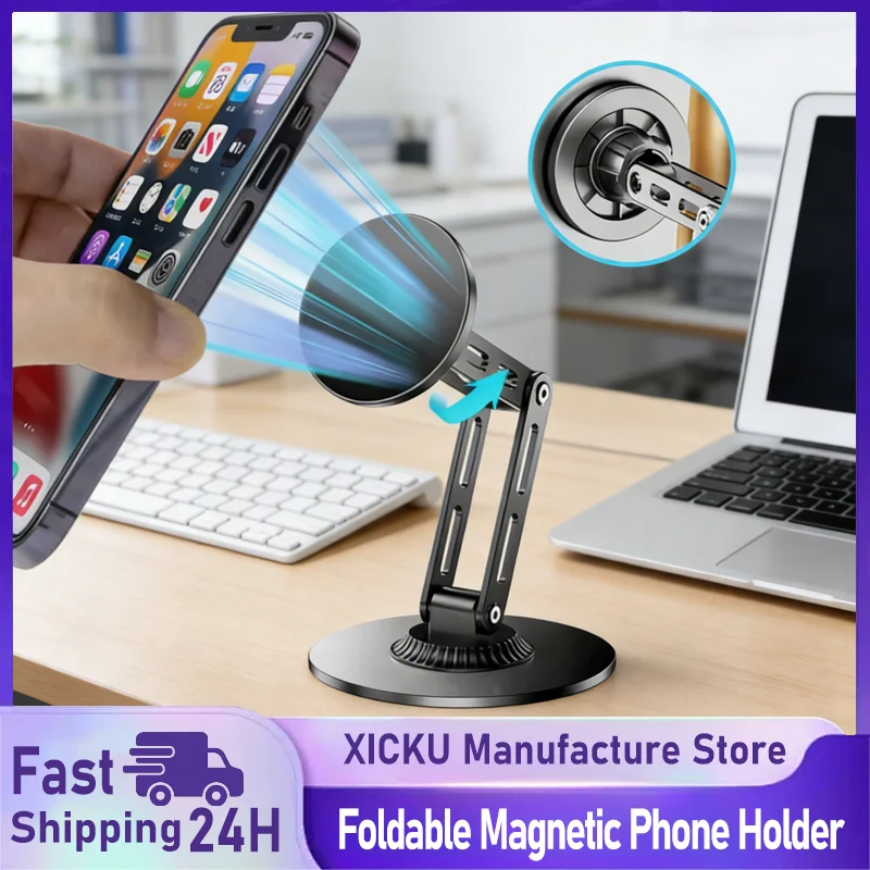 

Magnetic Desk Phone Holder Stand Magnet Car Mount Smartphone GPS Mobile Cell Support in Car Bracket for iPhone 17 Samsung Xiaomi