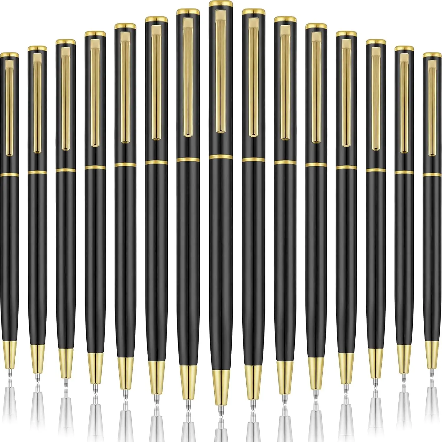 50pcs New Slim Metal Ballpoint Pens Rose Gold Silver Advertising High Quality School Office Supplies Free Custom Logo Name