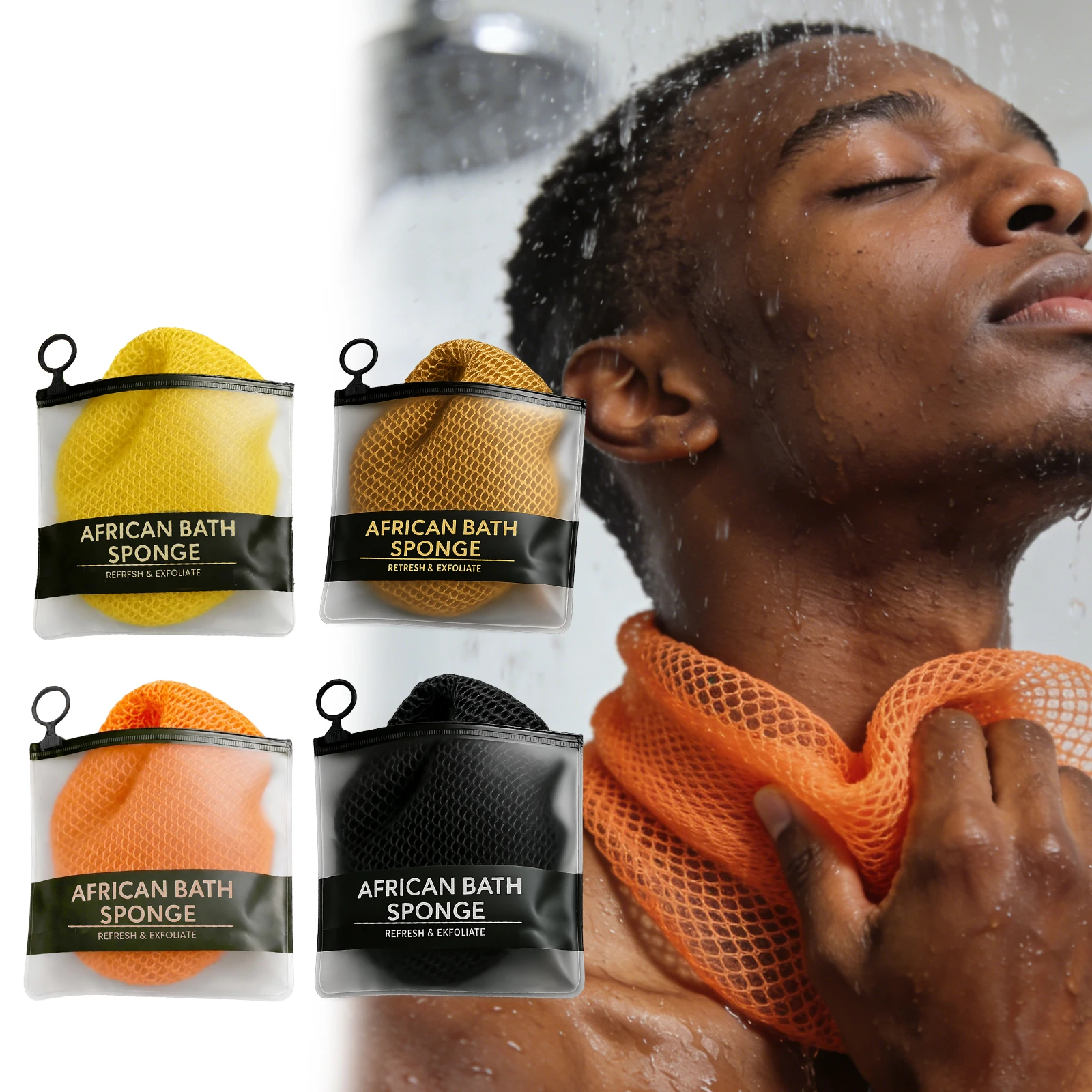 

African Net Sponge Exfoliating Body Scrubber Long Nylon Bath Net Soft Shower Washcloth Back Scrubber Skincare Towel 1Pc