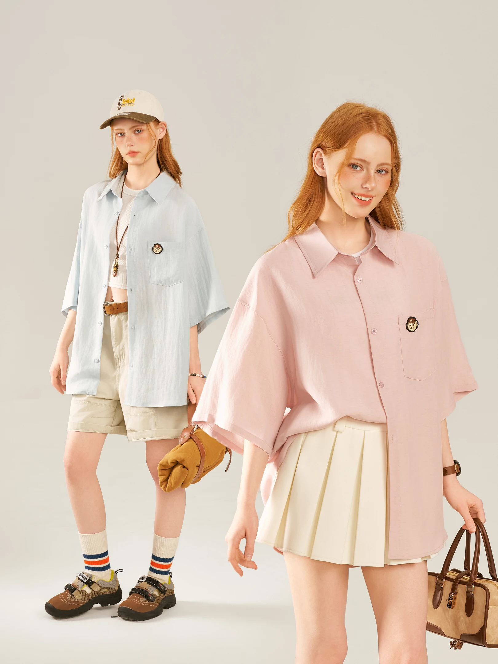 

Beetle Town Rylee Bear Short Sleeve Women's Summer Casual Loose Breathable Sun Protection Shirt Comfortable Linen Blend