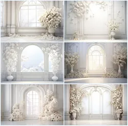 Mehofond Photography Background Wedding Maternity Portrait Shooting Backdrop White Room Curtains Flowers Photo Studio Photocall