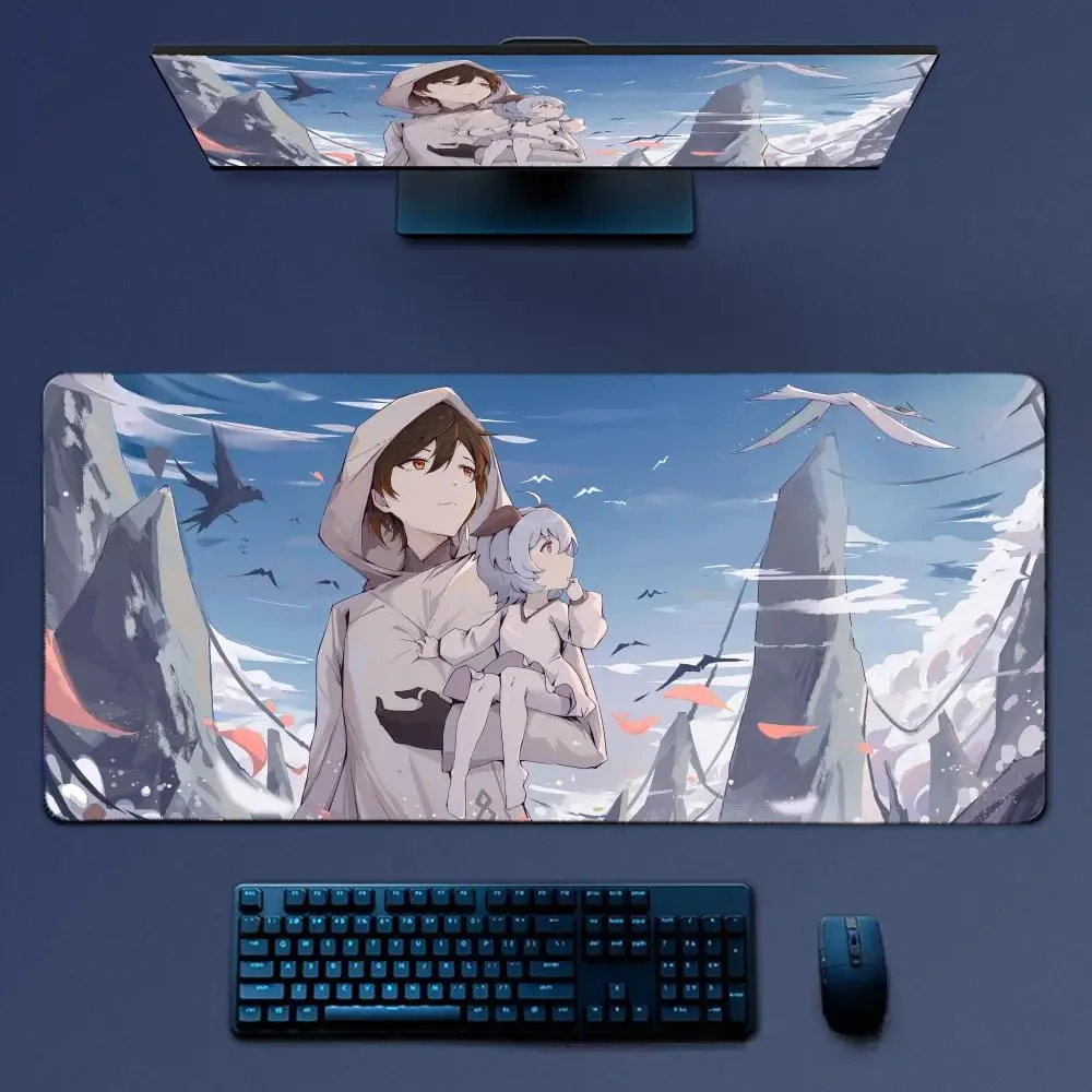 Zhongli bantalan Mouse Gaming besar Mousepad dampak Genshin alas Mouse Keyboard komputer alas meja