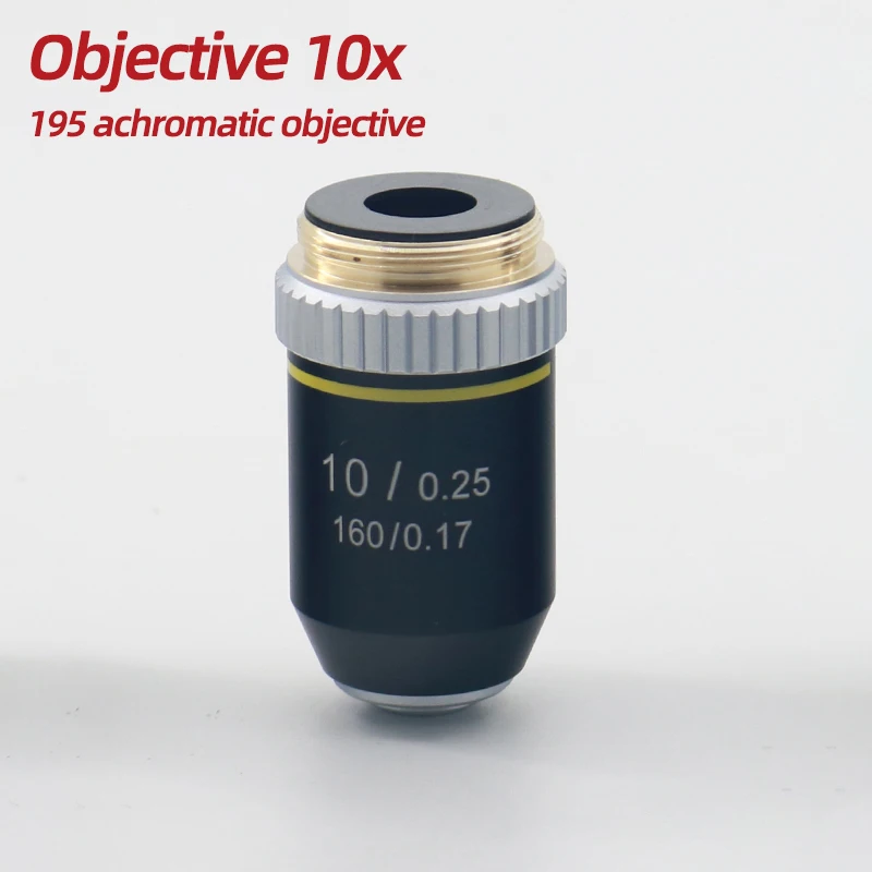 195 Black Achromatic Objective 4X 10X 40X 100X(Oil )High Quality Microscope 195-objective lens RMS 20.2mm Objective Parts