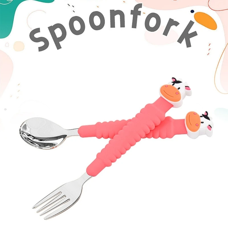 Baby Tableware Set Independent Feeding Tool Fork and Spoon for 6 Months and Up Dropship