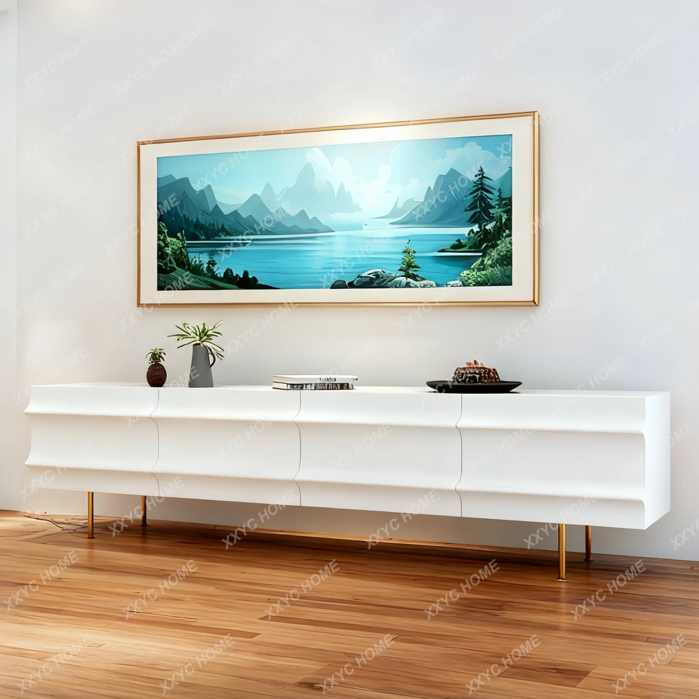 SS  minimalist lacquer TV cabinet audio-visual cabinet simple and modern