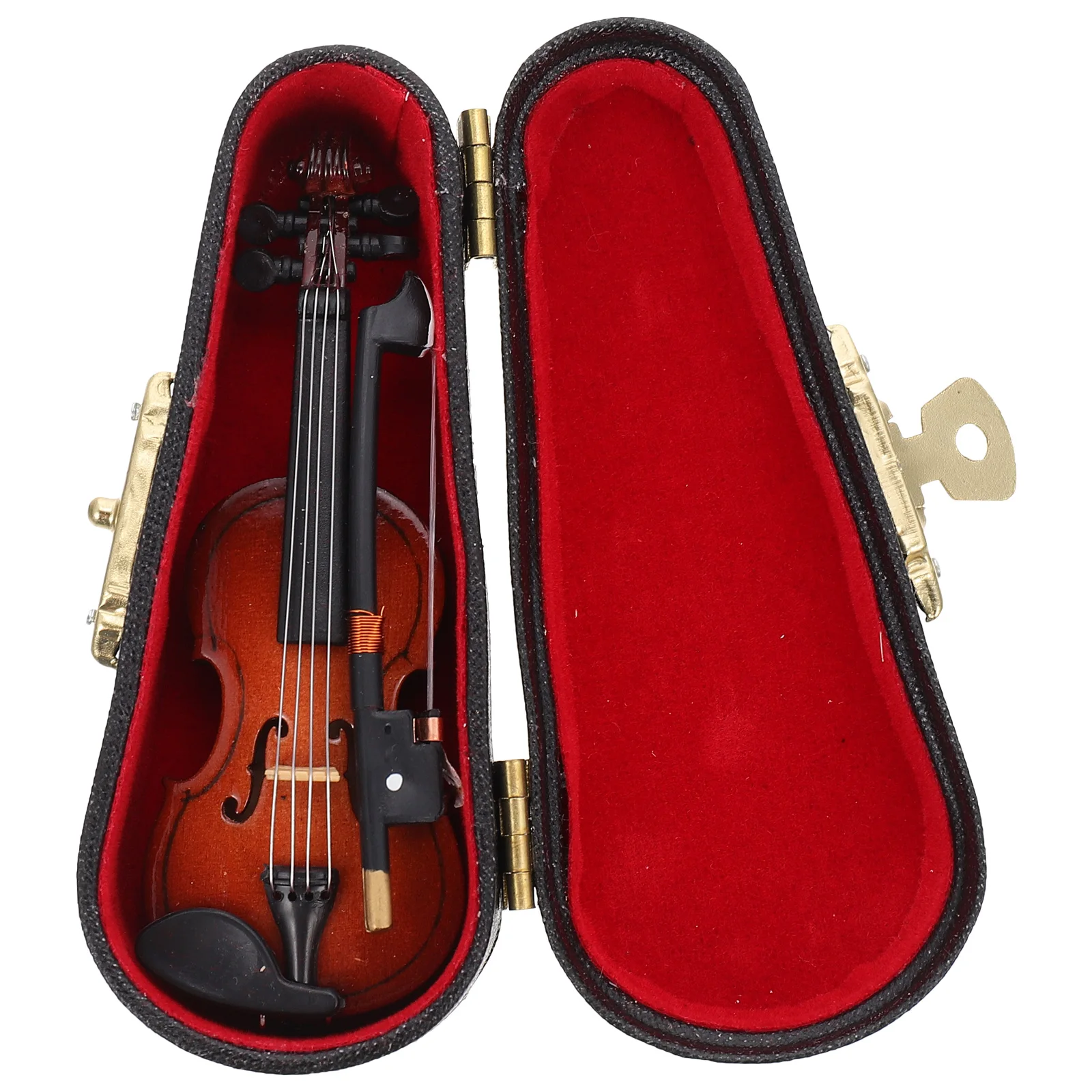 

1 set Miniature Violin Decor Tiny Wooden Adornment Desktop Music Ornament Home Furnishing Style Photo Props Realistic Smallest