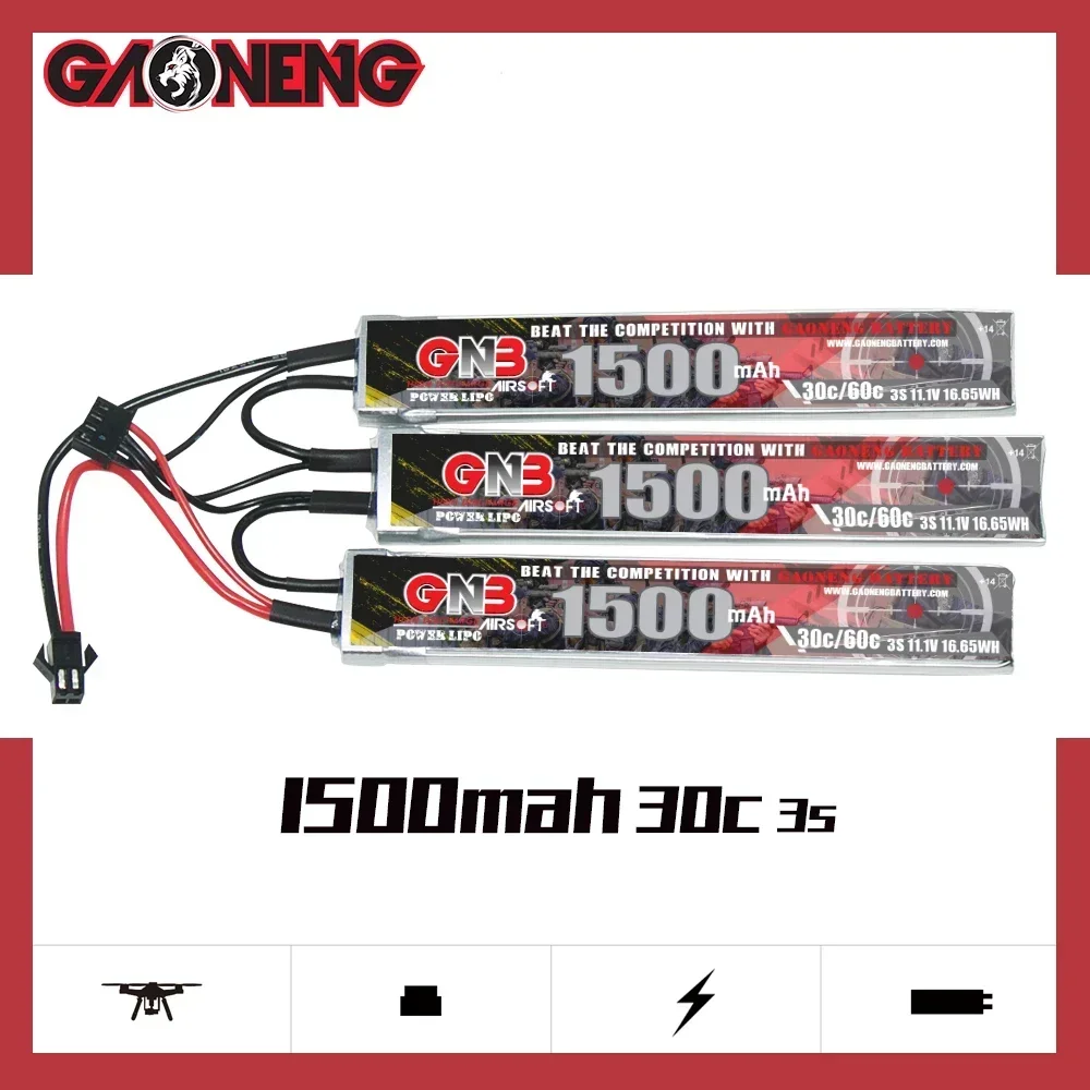 GAONENG 11,1 V 1000 mAh/1500 mAh 3S 30C/60C Split Verbindung Lipo Batterie Für Spielzeug Modell elektrische Wasser Pistole Airsoft Gun Teile