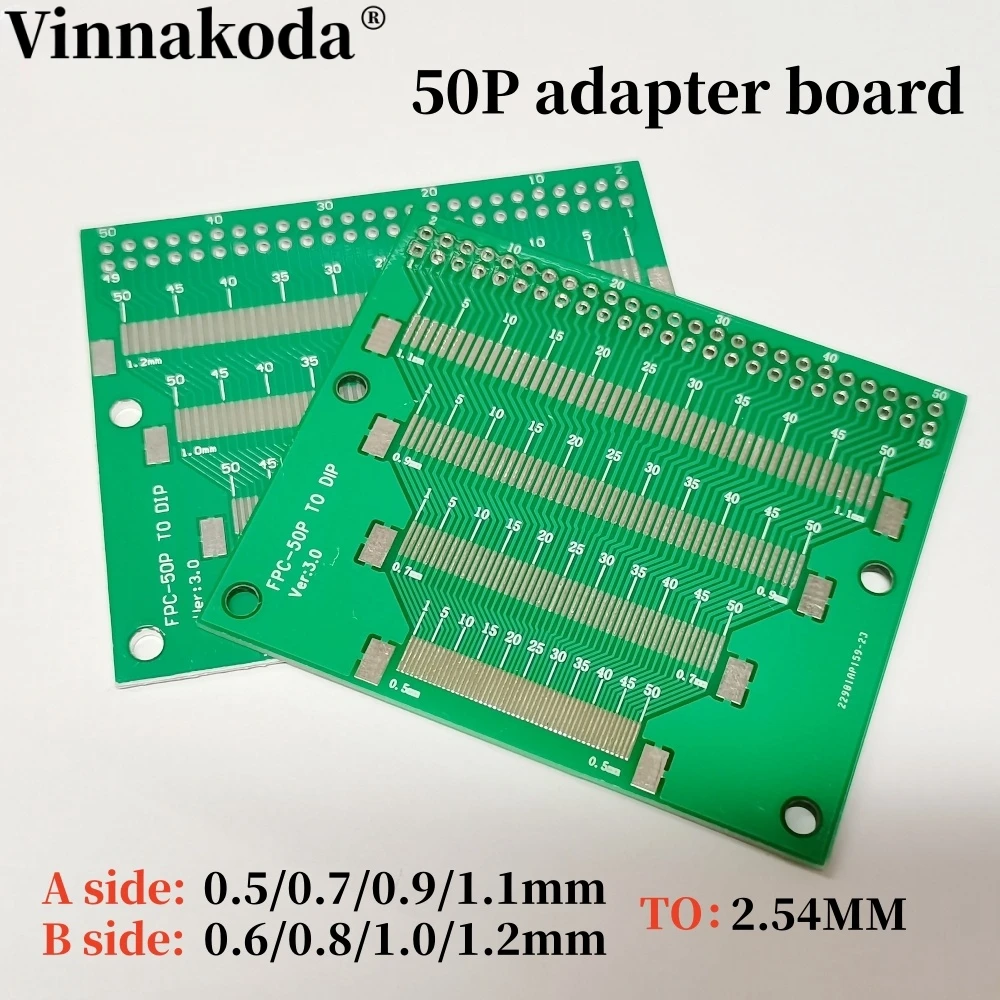 

1Pcs FPC/FFC Transfer Board 8 Kinds Spacing 0.5/0.7/0.9/1.1MM 50P TO DIP 2.54MM 0.6/0.8/1.0/1.2MM Double Panel