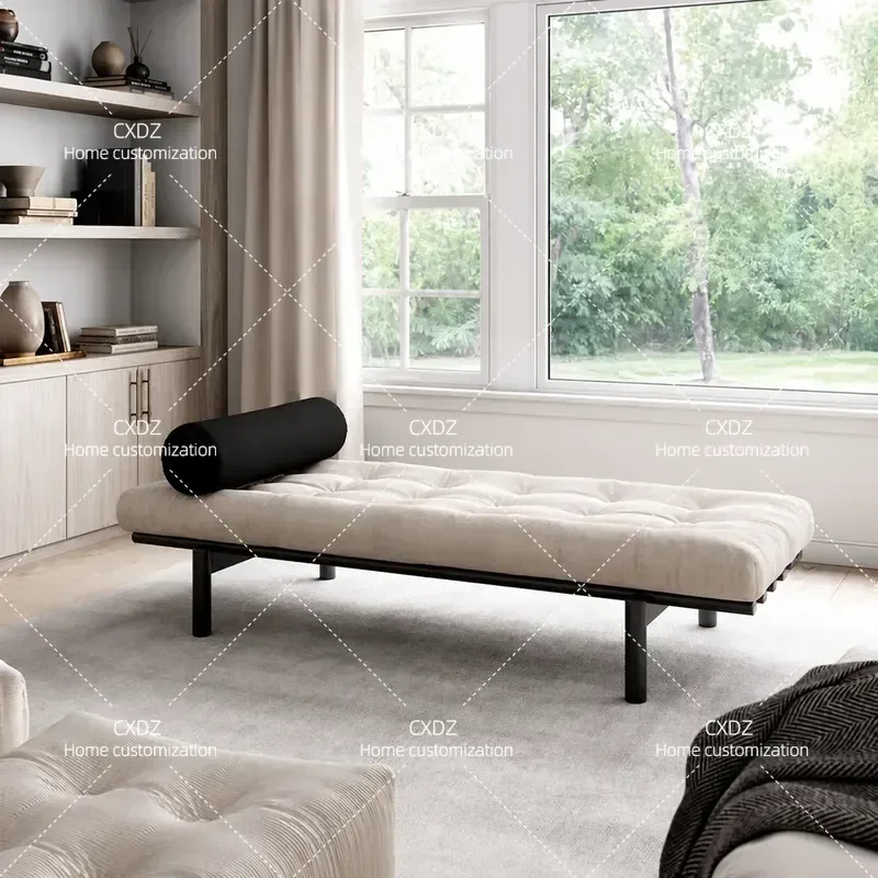 Q8 Nordic Solid Wood End Stool Japanese Wabi Sabi Style Sitting Lying Sofa Couch For Bedroom Afternoon Nap Household Shoe
