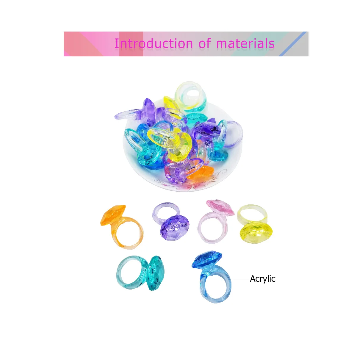 74 szt. Ozdobnych Pierścieni Akrylowych, Kolorowy Zestaw Pierścieni do Dekoracji Domu, Precyzyjne Wykonanie, Gładkie, Bez Zadziorów, Materiał Premium