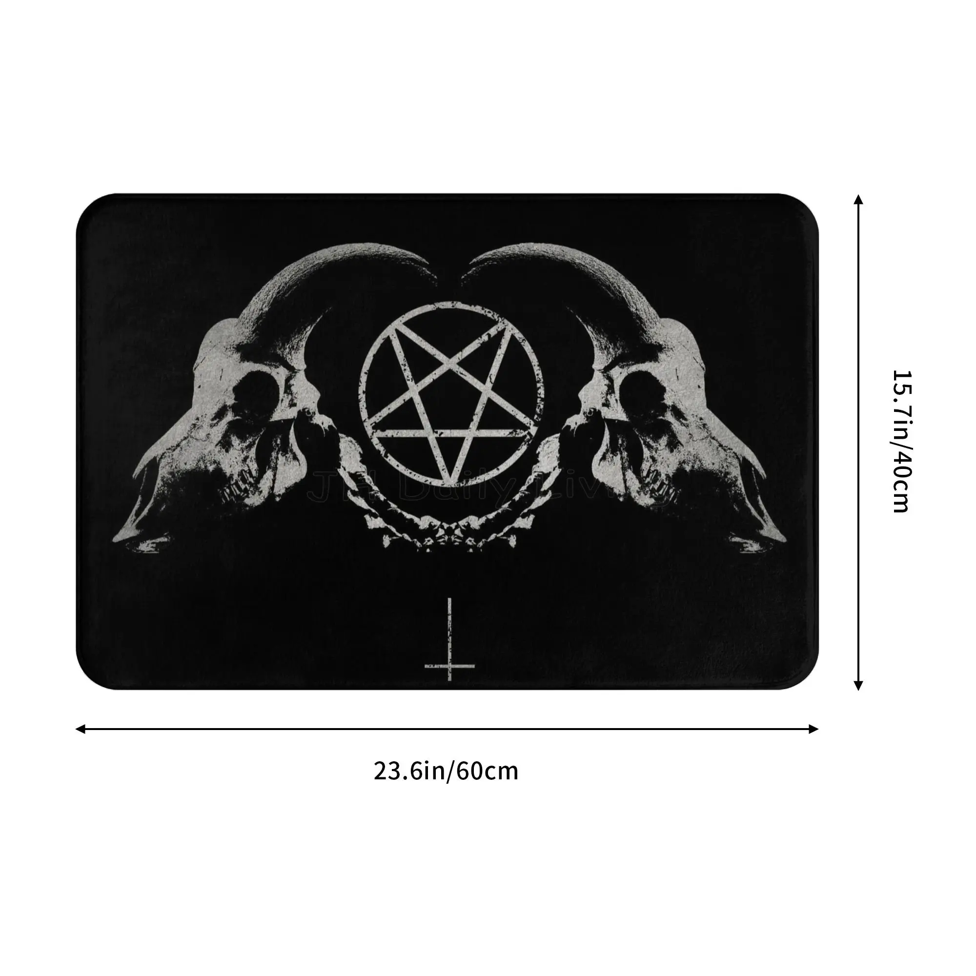 Gothic Occult Satan Penta Symbol Skull Doormat Living Room Bedroom Rug Anti-Slip Bath Mat Polyester Carpet Home Decoration