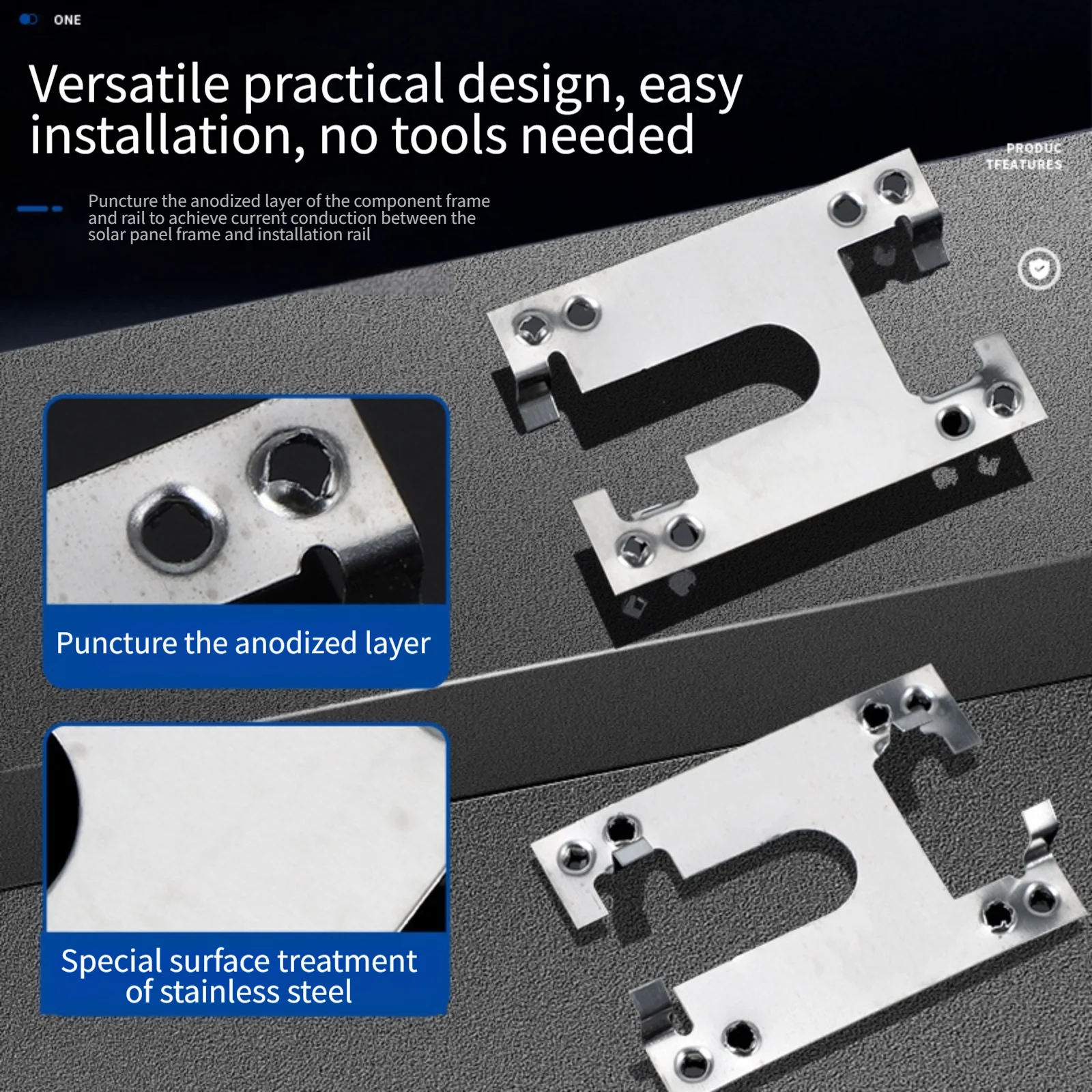 150Pcs Photovoltaic Conductive Sheet Piercing Gasket Stainless Steel Solar Panel Grounding Clip Washer Spacer Fits PV Systems