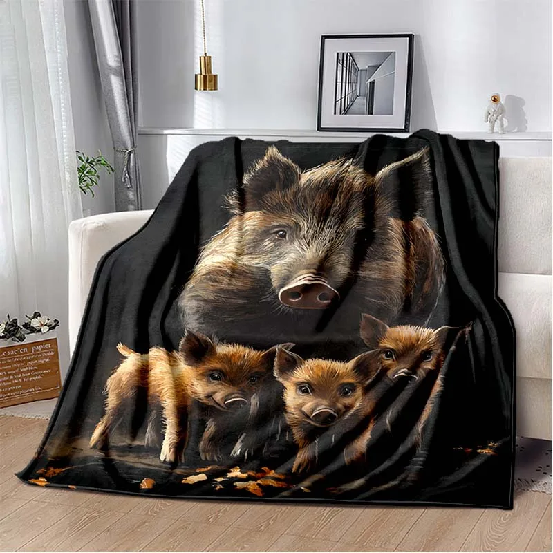 1 قطعة بطانية عائلة الخنزير البري رمي مريح ل أريكة سرير ديكور المنزل التخييم عيد الميلاد عيد ميلاد هدية لجميع المواسم