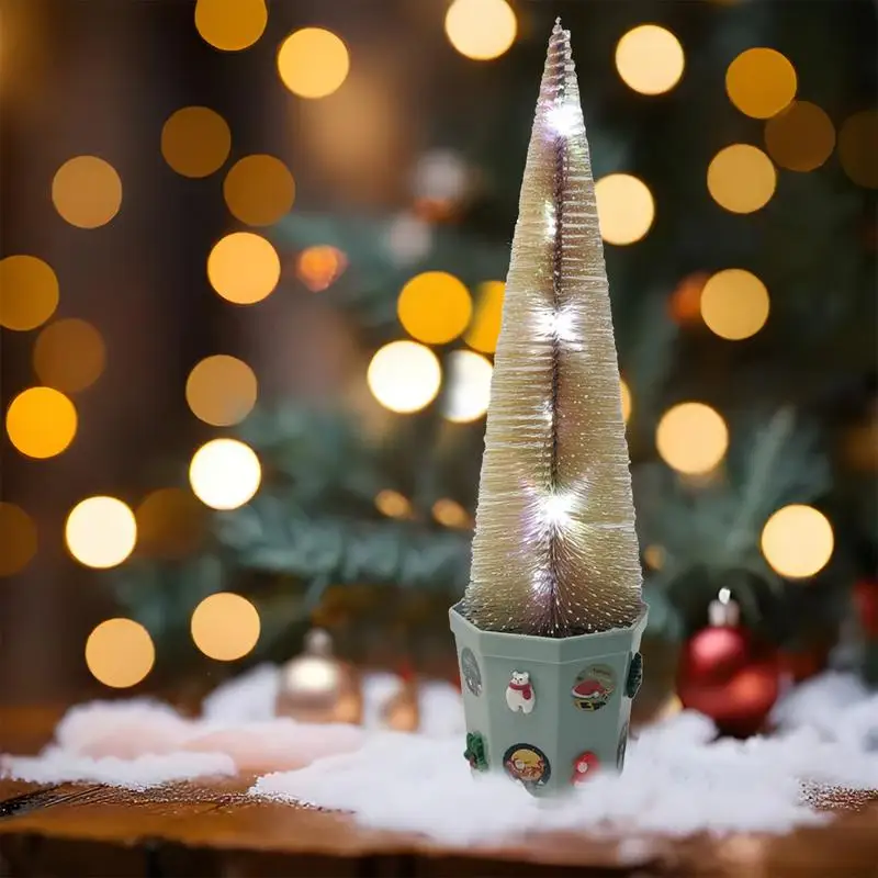 Arbre de Noël de bureau avec musique et lumières colorées, décoration de mariage artificielle, petit arbre de Noël