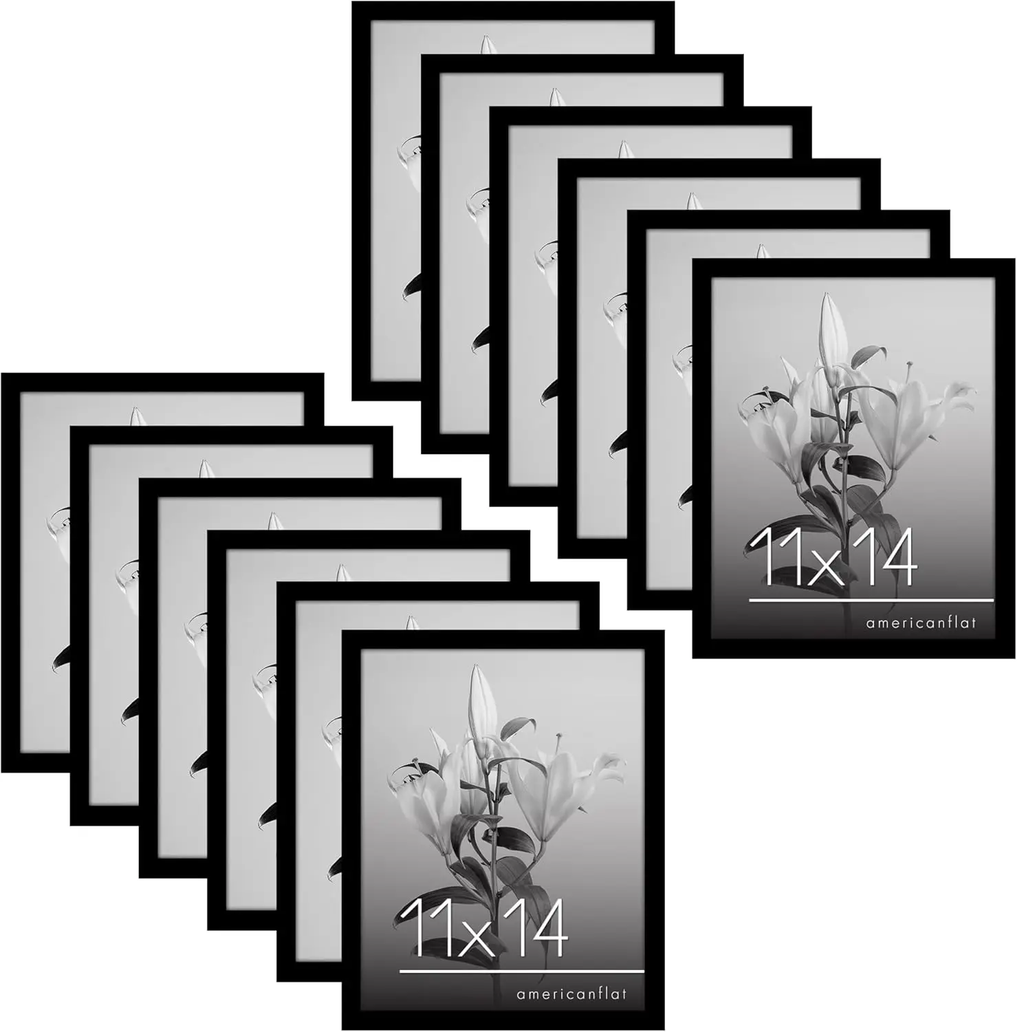 

11x14 Picture Frame Set of 12 with Polished Plexiglass for Wall Display, Engineered Wood, Black