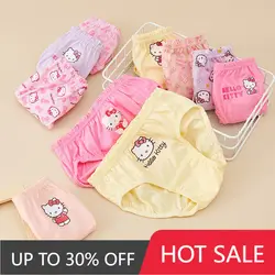 Hello Kitty Kuromi Melody Sanrio Children Cartoon Anime Cute Briefs Comfy 10 Pack Girls Cotton Pupil Student Underwear Healthy