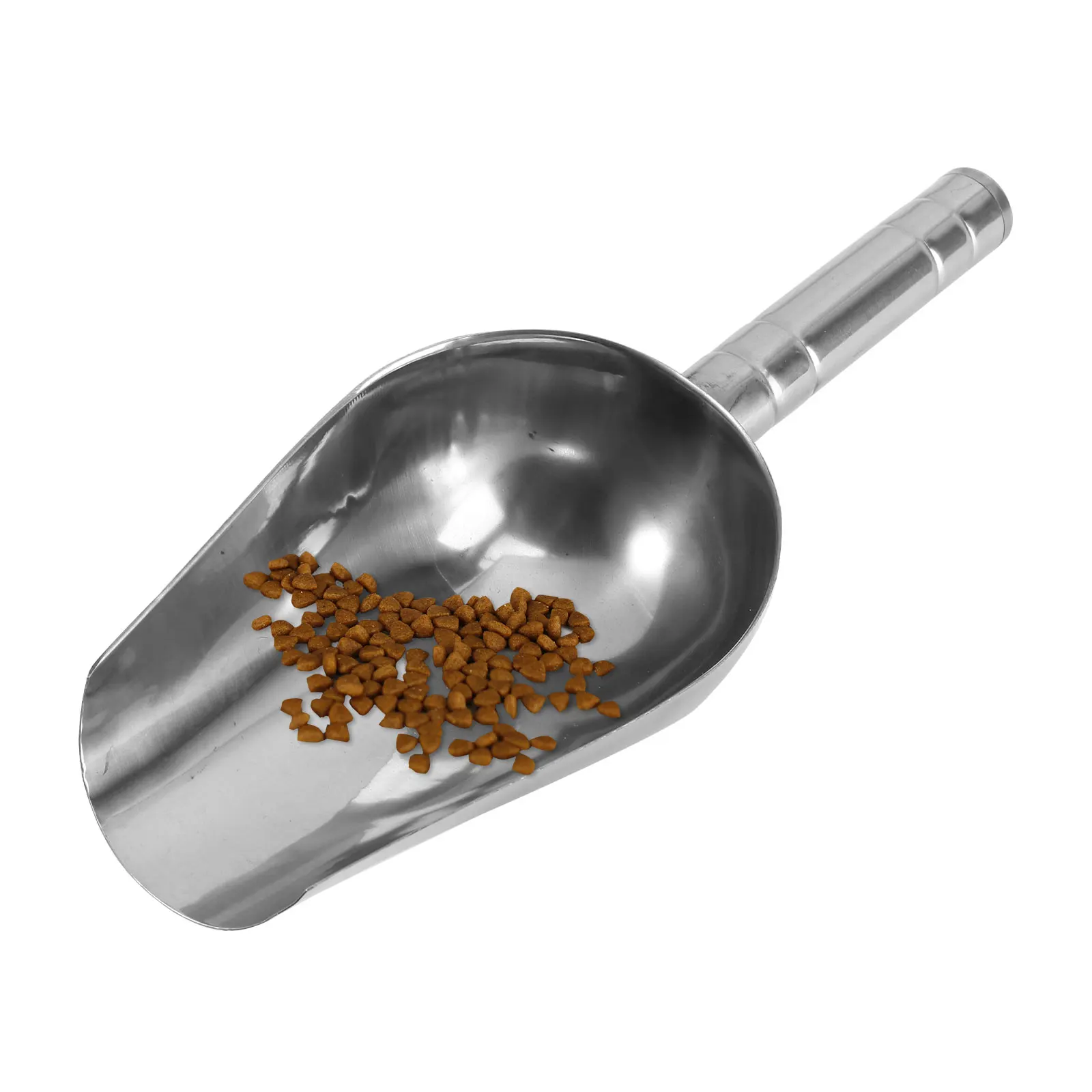 

Stainless Steel Pet Food Scoop Rounded Heavy Duty Multifunctional Shovel Silver Size 21x8.5x5cm for Scooping Dry Goods Nuts
