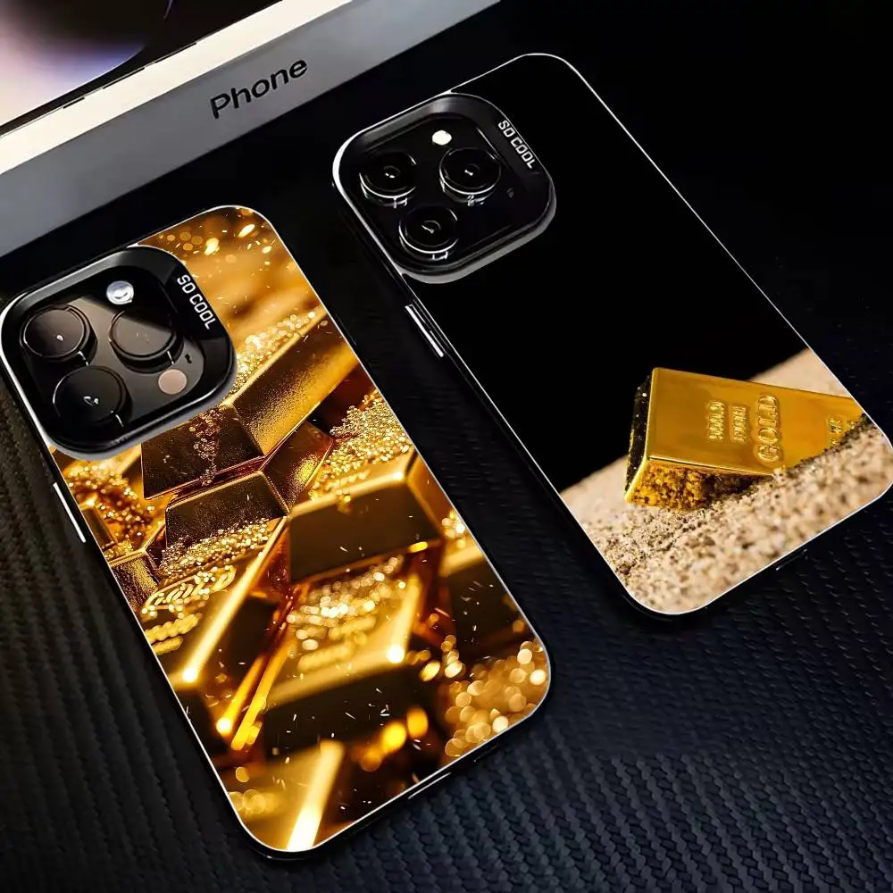 

Switzerland Fine Gold Phone Case For iPhone 16,15,14,13,12,11,Mini,Pro,MAX Black Matte Shockproof Cover