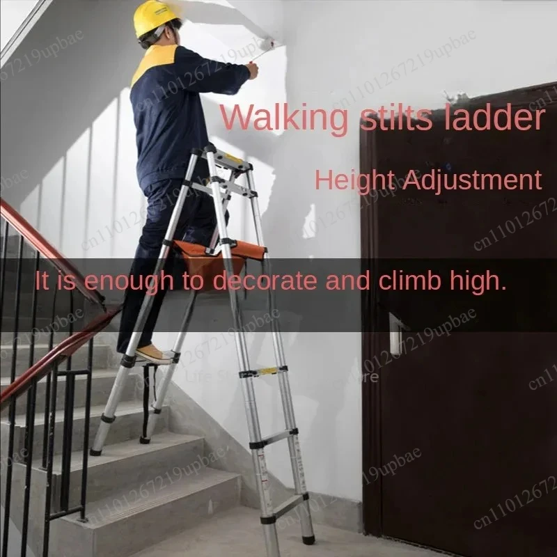 

Stainless Steel Folding Ladder Telescopic Herringbone Ladder Multifunctional Home Attic Engineering Scaffolding Stairs