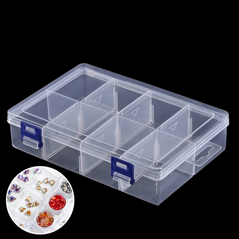 Caja de almacenamiento de uñas para pulir, contenedor de búfer de plástico rectangular, herramientas de maquillaje, bolígrafo de dibujo de uñas, estuche de pincel