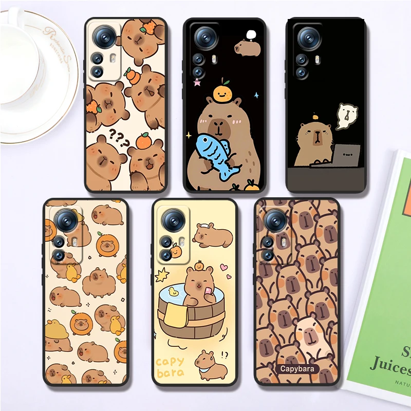

Cute C-Capybaras Cartoon Animal For Xiaomi Mi 13T 13 12T 12 11T 11i 11 A3 10T 10 9 Pro Lite Ultra 5G Black Funda Phone Case