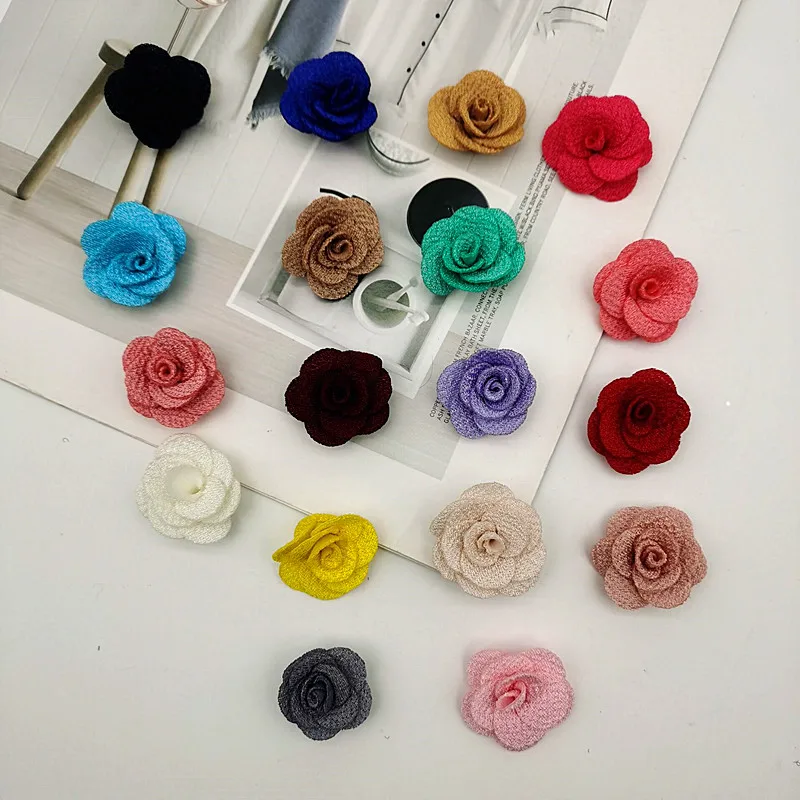 2.5cm Camellia Handmade Small Flower Diy Hair Accessories Earrings Corsage Collar Flower Clothing Accessories Small Cloth Flower