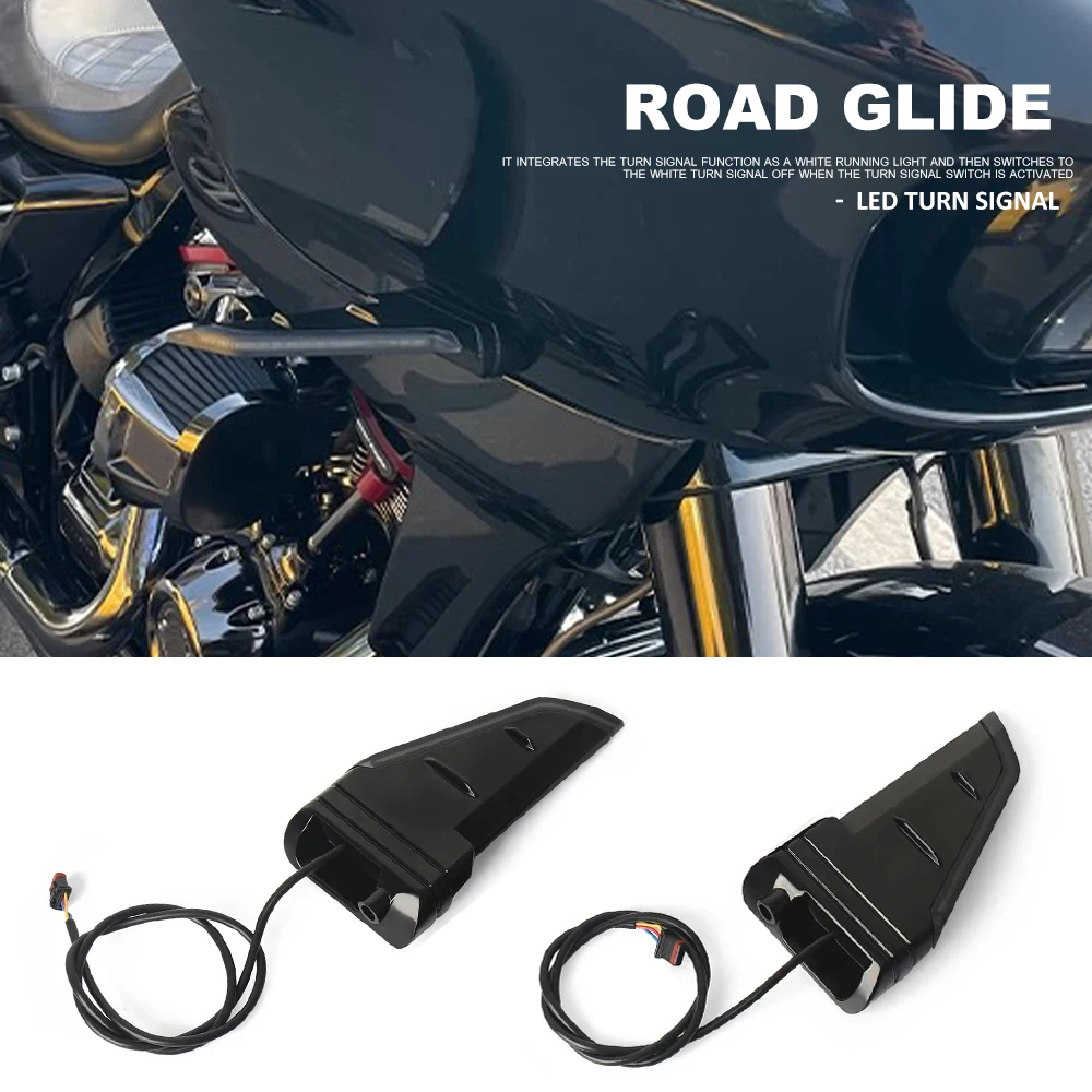 

2015-2023 2022 2021 New Side LED Turn Signal Flowing Lights Double flashing Lamps For Road Glide FLTRX FLTRK FLTRU Motorcycle