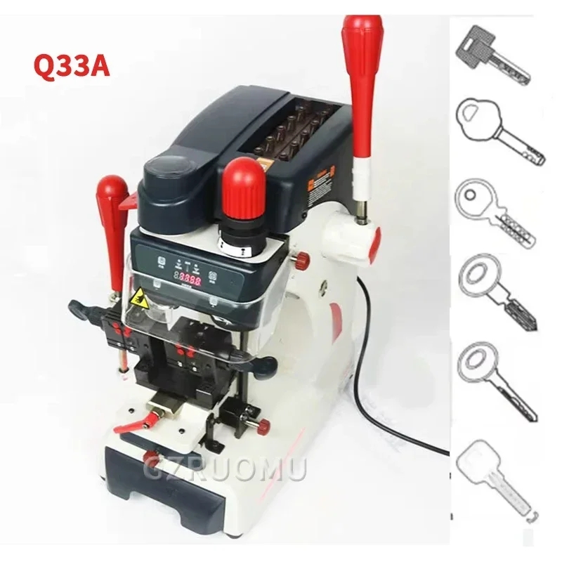 Q33A Key Duplicating Machine Key Multifunctional Vertical Key Copy Cutting Machine Adjustable Speed With Ambience Light 120W