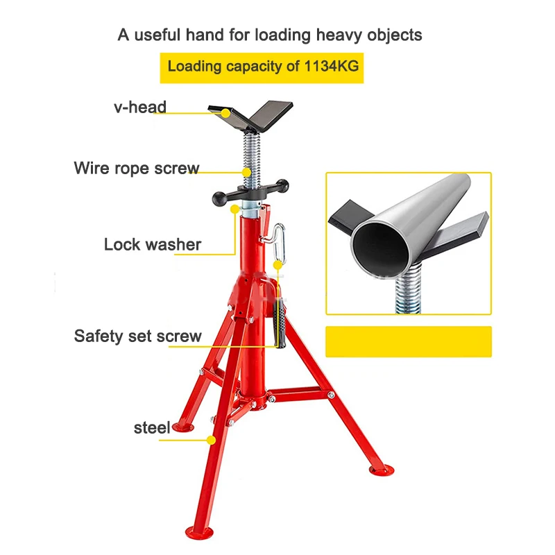 Imagem -05 - Suporte do Tubo Dobrável com Cabeça do Rolo Tripé Retrátil V-head 37 42 52 Polegadas Tubo de Apoio Ferramenta Agarra 2500lbs Rg1107a b c