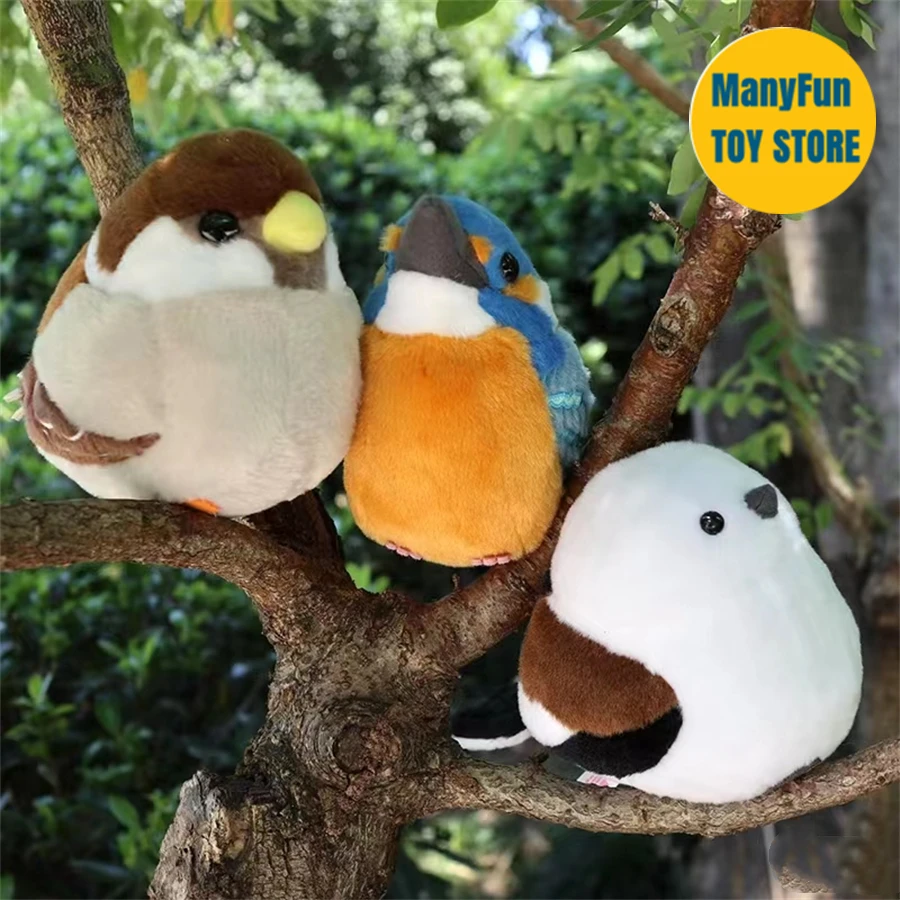 Alcedo Kingfisher High Fidelity Anime Plushie Sparrow Chickadee Titmouse Plush Toys Lifelike Animals Simulation Stuffed Doll Toy