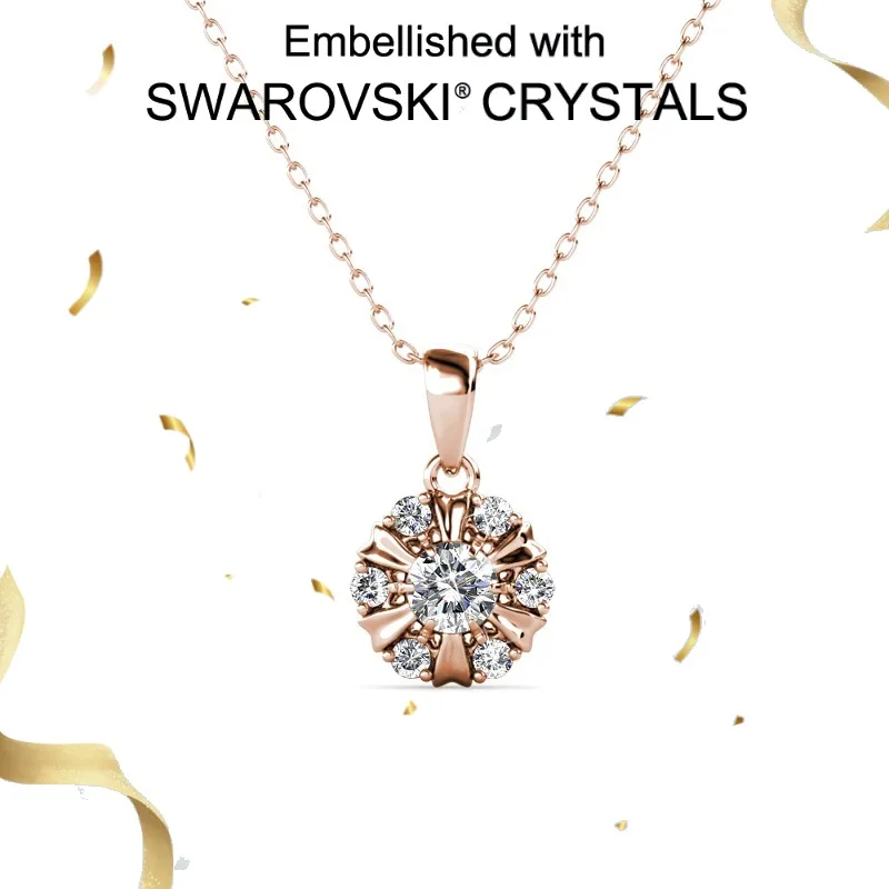 

Daisini Women Fine Jewelry Round Cut 925 Sterling Silver Pendant Necklace with Swarovski Crystal 18k White Gold Plated Luxurious